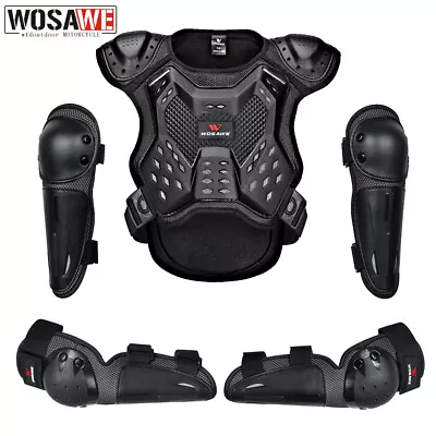 WOSAWE Kids Body Armor Protector Vest Dirt Bike Safety Gear Motocross Knee Pads • $14.71