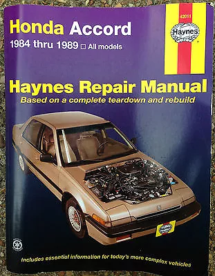 1984 1985 1986 1987 1988 1989 HONDA ACCORD REPAIR MANUAL By HAYNES • $16.99