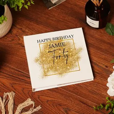 Personalised 40th Birthday Gift Photo Album With Gold Sparkles Design UV-1042 • £16.99