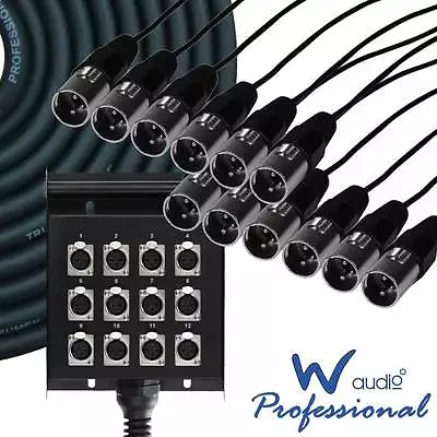 £79.99 • Buy UKDJ 10 Metre 12 Way Metal XLR Multicore Stage Box Snake Wall Mountable XLR 10m
