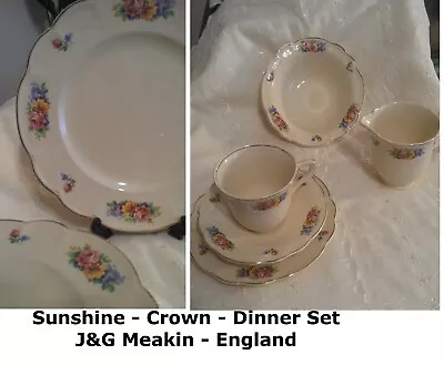$233 • Buy J&G Meakin Sunshine Crown Antique 6 Dinner Setting - Platter - Bowl - Tea - Aust