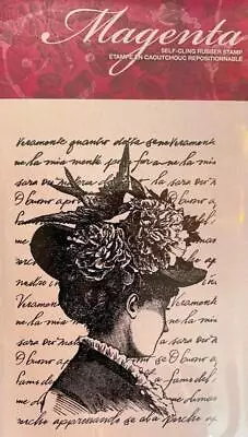 New  MAGENTA Rubber Stamp MADAME SWALLOWTAIL LADY IN HAT Cling • $9.99