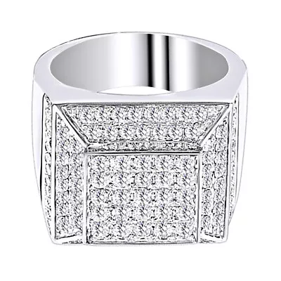 3.08 Ct Round Cut Simulated Diamond 14K White Gold Plated Men's Weddg Band Rg • $1138.66