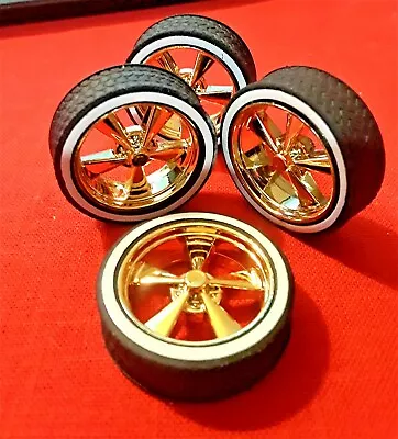 Hoppin Hydros 1/18 SCALE Lowrider OG BLVD GOLD Wheels Rims  Whitewalls Model Kit • $15.95