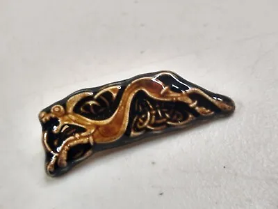 Vintage Creature Hound Dragon Glazed Ceramic Brooch Pin Whimsical  • $7.49