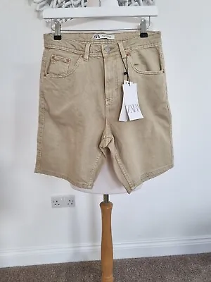 Zara Ladies Denim Shorts Size 38 EUR Beige BNWT £25.95 • £4.99