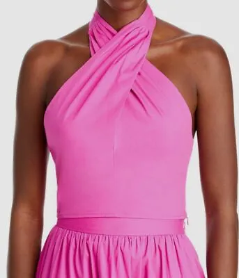 $58.47 • Buy $145 STAUD Women's Pink Kai Sleeveless Twist Crop Halter-Neck Top Size 00