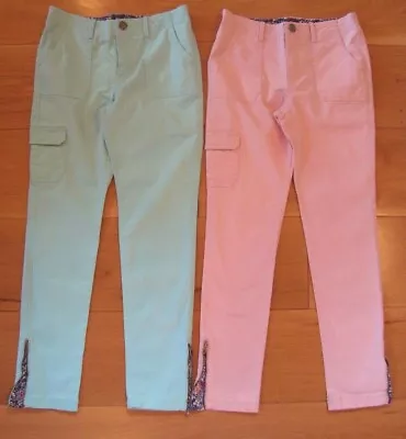 £10 • Buy 2x GIRLS 10-11 Yrs Skinny Fit Cargo Trousers - Aqua And Pink