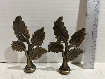 Ornate Metal Leaves Leaf Detailed Curtain Rod End Finials Nature Finial • $15.99