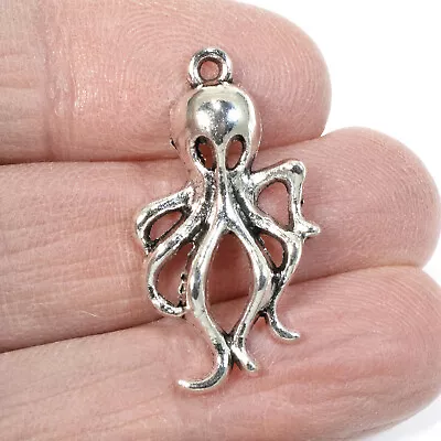 10 Octopus Charms - Metal Octopus Pendant - Beach Jewelry - Nautical Keychain • $4.54