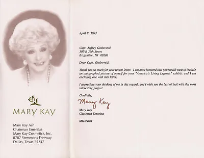 MARY KAY ASH Hand-signed TYPED 1993 LETTER Uacc Rd Coa EMBOSSED PINK LETTERHEAD • $36.99