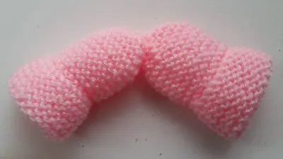 Baby Mittens Pink Acrylic Wool 0-3 Months Hand Knitted New • £4.20