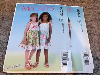 McCalls Pattern M7076 Little Girls Sun Dresses & Belt W/Trim & Hem Variations • $3.25