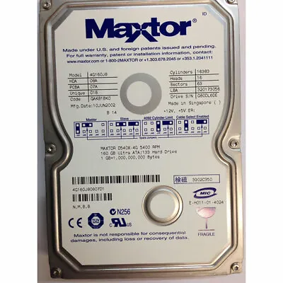 4G160J80807D1 - Maxtor 160GB 5400 RPM IDE 3.5  HDD • £55.75