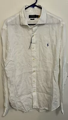 Polo Ralph Lauren Slim Fit 100% Linen Button Down Shirt Long Sleeve Men XL White • $49.99