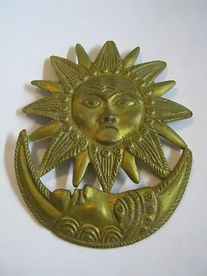 Larry Vrba For CASTLECLIFF 1970-72 Mayan Sun & Moon Brooch Large 3 3/8  • $99.99