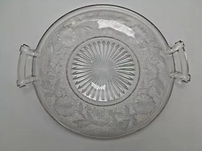 Canton Glass Co.  Dahlia  1880's EAPG Clear Glass Tray Handled Plate Antique • $14.99