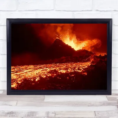 From The Hell Volcano Eruption Lava Night Magma Aventura Piton Wall Art Print • $25.85