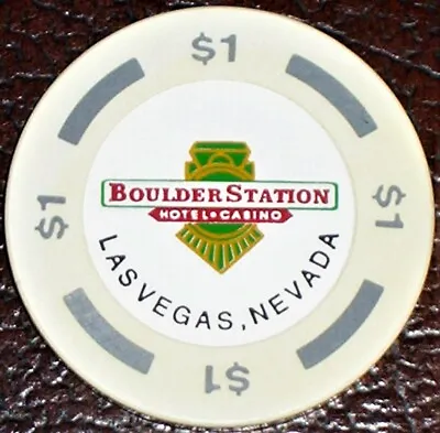 Old $1 BOULDER STATION Casino Poker Chip Vintage Antique BJ Mold Las Vegas NV • $4