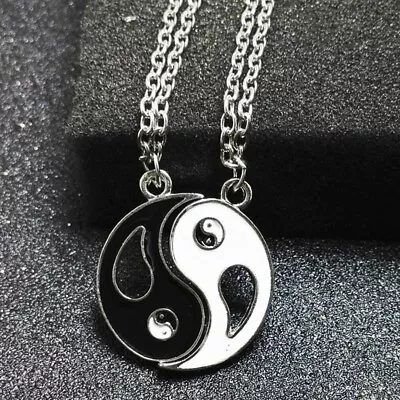Yin Yang Couples Pendant Necklace Women Best Friend Love Charm Charms Ying Uk • £4.99