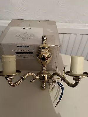 BN M&S Brass 2 Arm Wall Light Candle Drips Takes Bayonet Bulb. Never Used. • £12