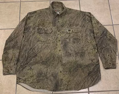 Men's 2XL Russell Outdoors Mossy Oak Brush Camo Long Sleeve Hunting Shirt • $12.99