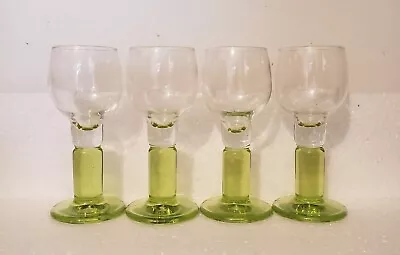 Set Of 4 Vintage (4 1/2  T) Blown Glass Cordials By Bormioli Rocco ~ Limoncino • $25