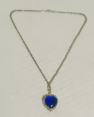 Pre-Owner Vintage Titanic Movie Blue Heart Rhinestone Necklace By BC Lind-1998. • $20