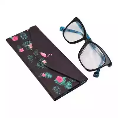 Flamingo Magnetic Folding Eyeglass Case Real Sic Mingo Vegan Leather Fashion New • $12.95