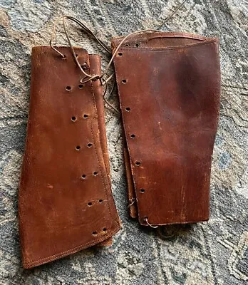 Vintage Leather Gaiters Brown Leather Military Horse? • $29.95