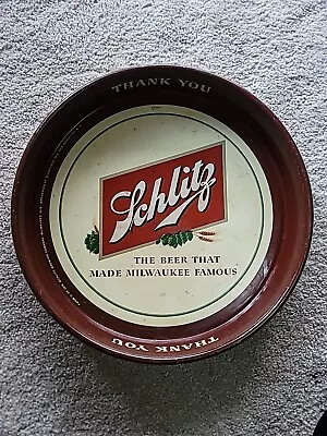 Vintage 1954 Schlitz Beer Advertising Metal Beer Tray 13  Rare #11-45 • $25