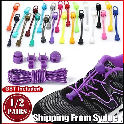 1/2Pairs No Tie Shoelaces Elastic Lock Shoe Laces For Adults Kids Sports Sneaker • $3.25
