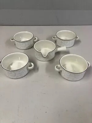 5 Midwinter Soup Bowls With Saucers Lovely Pattern-C • £25