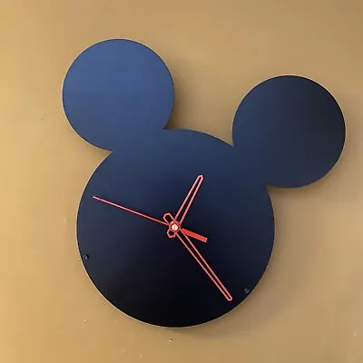 Mickey Mouse Metal Wall Clock | Disney Fan Art | Black | 35cm • £32