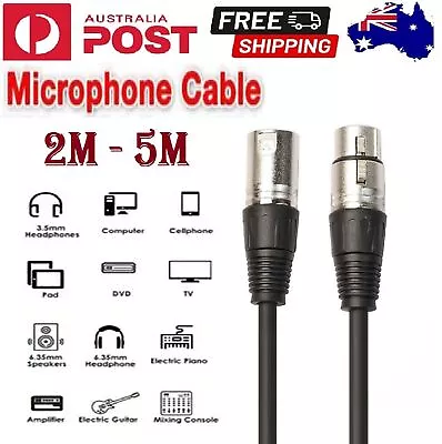 2M-5M Balanced Microphone Cable XLR Patch Lead Male To Female Extension Mic AU • $14.07