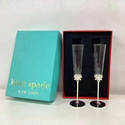$9.99 • Buy Kate Spade New York Grace Avenue Toasting Flute Pair 26cm Silverplated (114)#964