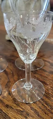 $69.95 • Buy 4 Morgantown Victoria Lily Pad Crystal Stem Glasses 2 Water 2 Port Wine Cordial