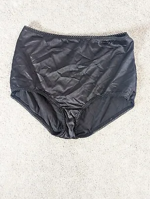 Size 3XL Panties Vintage 40801 Vassarette Black Liquid Satin • $18