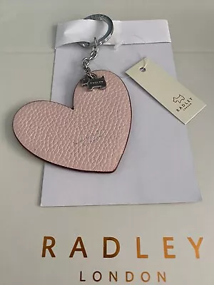 Radley Love Radley Blush Pink Large Leather Heart Keyring Metal Dog Tag BNWT • £12.99