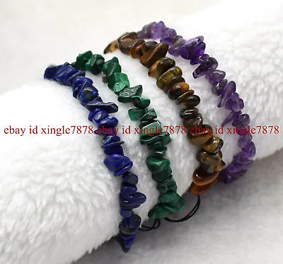 Natural Multicolor Gravel Gemstone Beads Adjustable Bracelet 7.5'' AAA+ • $3.50