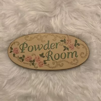 Powder Room Vintage Oval Wooden Sign By A Special Place 10” X 4.5” X .5” • $14.95