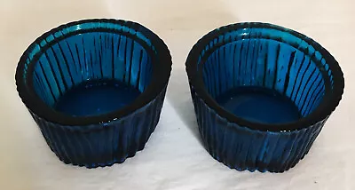 Vintage Viking Blue Glass Bowls Candy Dishes Ribbed Lot Of 2 • $45.99