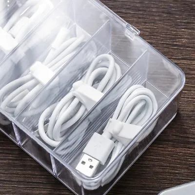 Cable Management Box 8 Grids Data Cord Storing Box Transparent Plastic For • £3.40