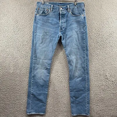 Levi's 501 Jeans Premium Big E Blue 34W 36L Regular Straight Fit Stretch Denim • $29.99