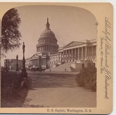 Horse Drawn Streetcar Or Trolley US Capitol Washington DC Stereoview C1890 • $9.99