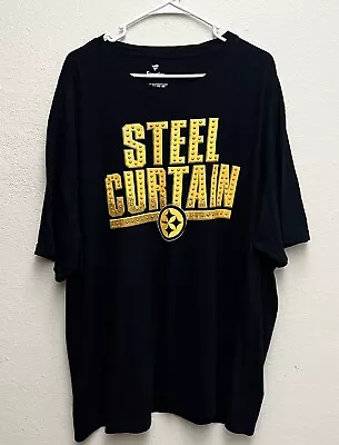 Fanatics NFL Black Steel Curtains Steelers Solid Cotton T-shirt Adult Size 4XT • $14