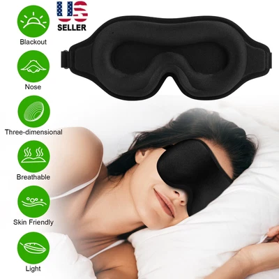 $9.36 • Buy Travel 3D Silk Eye Mask Sleeping Soft Padded Blackout Light Rest Relax Blindfold