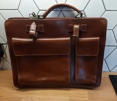 Italian Leather Pannier Saddle Bag Briefcase Laptop Bag • £39.99