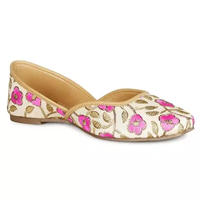 £29.10 • Buy Womens Punjabi Jutti Indian Bridal Ethnic Mojari Flat US Size 5-10 Tulip Magenta