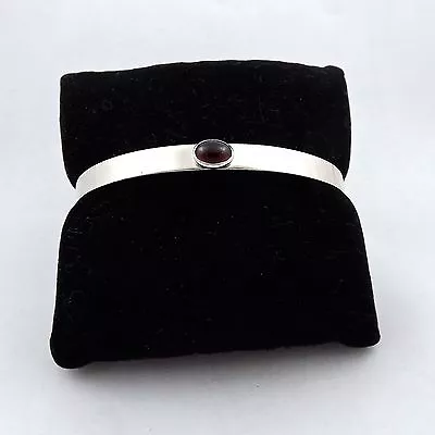 Ed Levin Sterling Silver Garnet January Birthstone Cuff Bangle Bracelet • $179.55